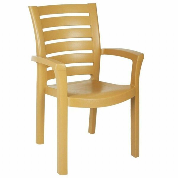 Fine-Line Marina Resin Dining Arm Chair Teak Brown, 2PK FI2213021